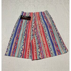 Koret Francisca Petite S‎ Multi Colorblock Striped Elastic Waist Shorts Vintage
